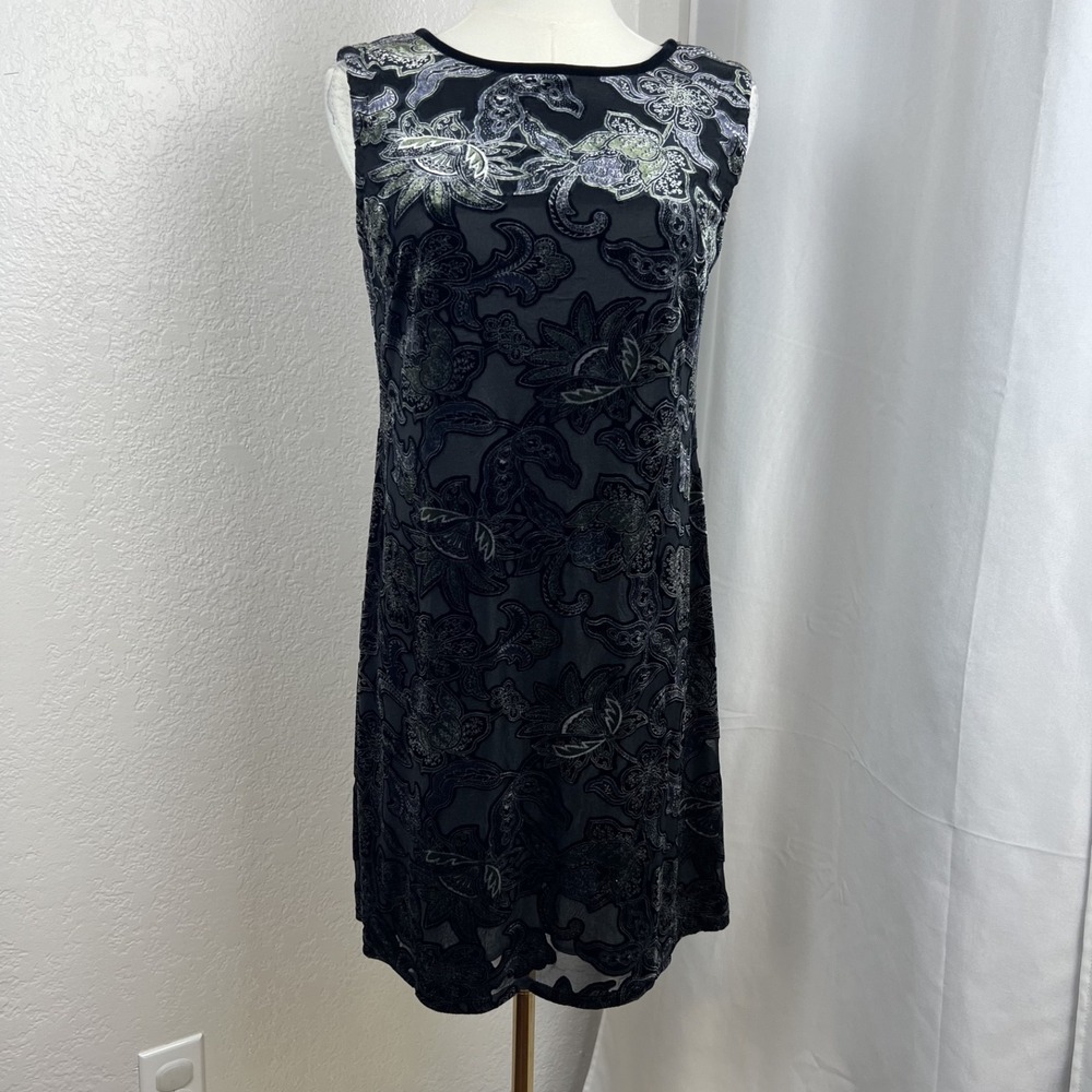 VTG Carole Little Mini Dress Womens 6 Black Sheer Velvet Whimsigoth Fairy Grunge